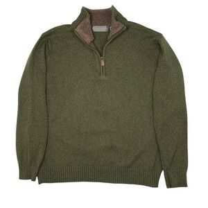 Oscar De La‎ Renta Men's 1/4 Zip Sweater Green Sherpa Mock Neck Sz M Designer